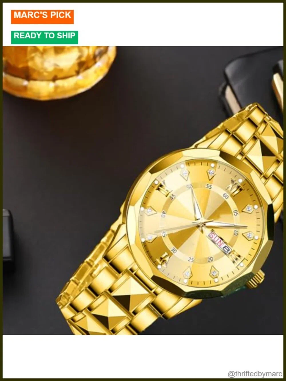 Business Dress Analog Quartz Stainless Steel Waterproof Luminous Date Two Tone